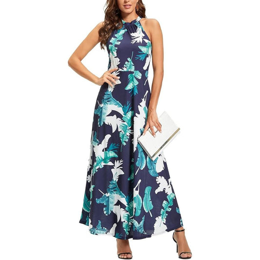 Women's summer maxi floral open back dress