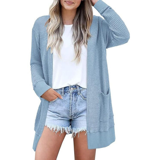 Women's autumn light open long casual cardigan sweater