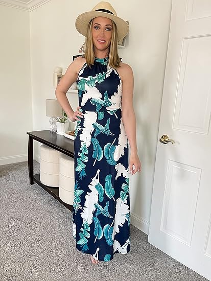 Women's summer maxi floral open back dress